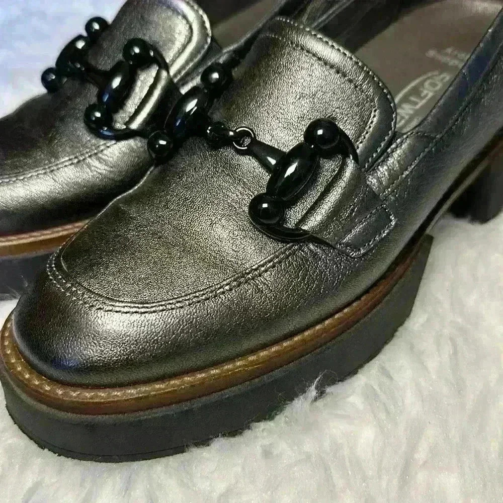 Softwaves BRINA Loafer in PEWTER Lug Sole Slip On Womens Size 38.5 - Picture 2 of 15